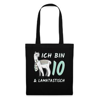 10 Jahre Lama Lamatastisch 10. Geburtstag Geschenk - Stoffbeutel - Schwarz - Vorne