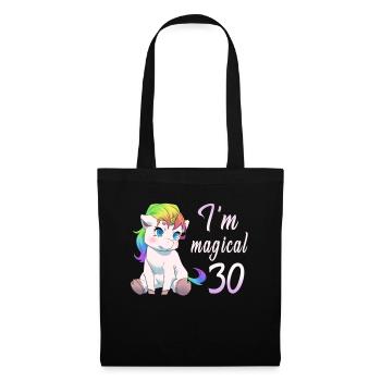 I'm magical 30 Einhorn 30. Geburtstag Geschenk - Stoffbeutel - Schwarz - Vorne