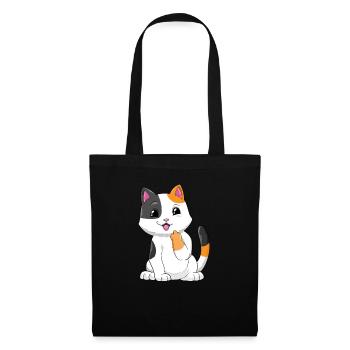 Freche Katze Geschenk Mittelfinger Hauskatze - Stoffbeutel - Schwarz - Vorne