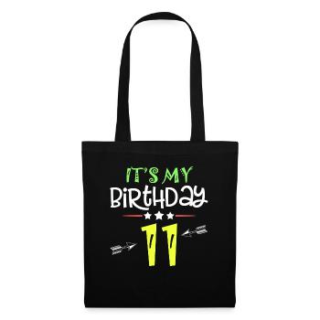 Kind 11 Jahre Geschenk Es ist mein 11. Geburtstag - Stoffbeutel - Schwarz - Vorne