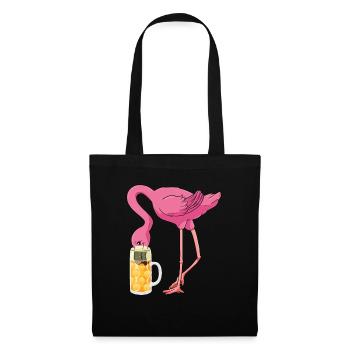 Bière flamant cadeau - Sac en tissu - noir - Devant