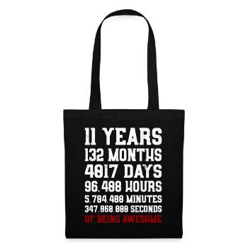 11 Years of being awesome Geschenk 11. Geburtstag - Stoffbeutel - Schwarz - Vorne