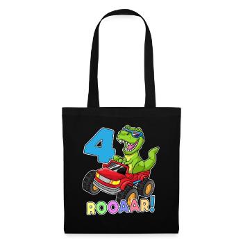 4 ans Dino cadeau Monster Truck 4ème anniversaire - Sac en tissu - noir - Devant