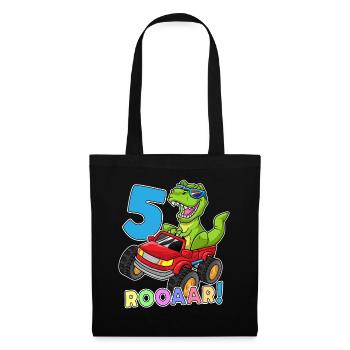 5ème anniversaire du 5ème anniversaire du Monster Truck Dino - Sac en tissu - noir - Devant