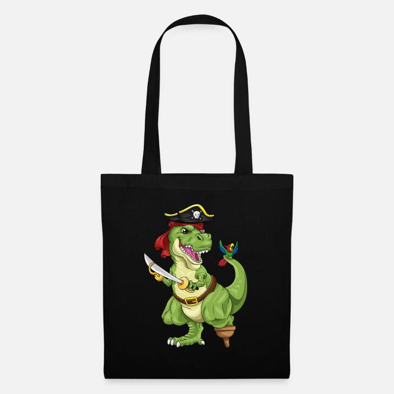 T-Rex Pirat Dinosaurier Seeräuber Piratenkostüm - Stoffbeutel - Schwarz
