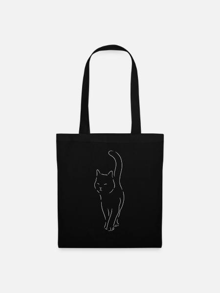 Silhouette Kätzchen Geschenk Katzenmama Katze - Stoffbeutel - Schwarz
