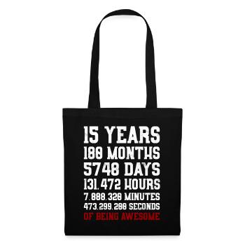 15 ans de cadeau génial 15e anniversaire - Sac en tissu - noir - Devant