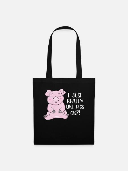 J'aime beaucoup les cochons cochon cochon cochon domestique - Sac en tissu - noir