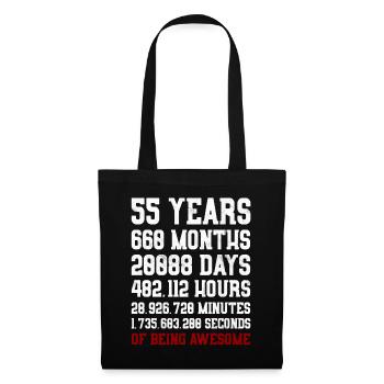 55 Years of being awesome Geschenk 55. Geburtstag - Stoffbeutel - Schwarz - Vorne