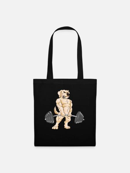 Labrador deadlift gym motivation weightlifter - Tote Bag - black