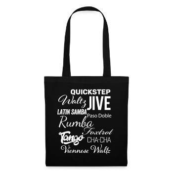 Mots de danse de salon - Waltz Tango Foxtrot Cha Cha - Sac en tissu - noir - Devant