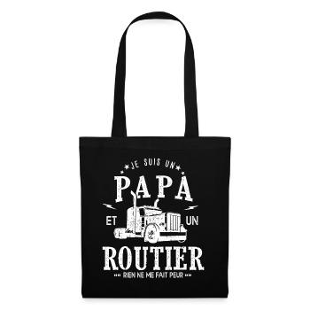 Papa routier cadeau humour chauffeur routier - Sac en tissu - noir - Devant