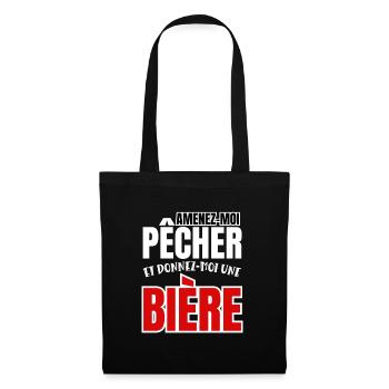 amenez-moi pêcher et donnez-moi une bière - Sac en tissu - noir - Devant