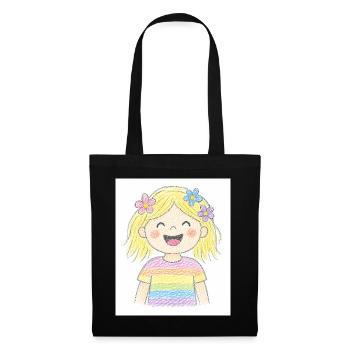 Cheerful girl laughs out loud - Tote Bag - black - Front
