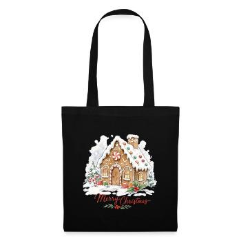 Lebkuchenhaus Weihnachten - Stoffbeutel - Schwarz - Vorne