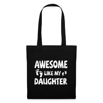 Génial comme ma fille avec des empreintes de pas - Sac en tissu - noir - Devant