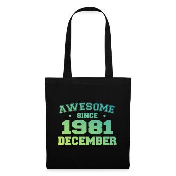 Anniversaire Décembre 1981 - Cadeau Decembre 1981 - Sac en tissu - noir - Devant