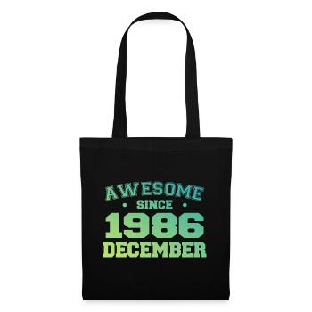 December 1986 Birthday - December 1986 Gift - Tote Bag - black - Front