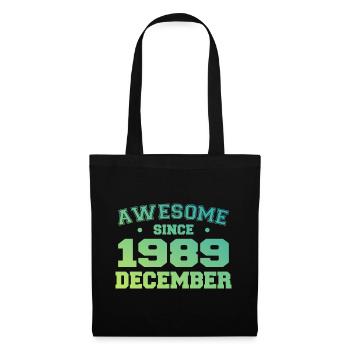 Anniversaire Décembre 1989 - Cadeau Decembre 1989 - Sac en tissu - noir - Devant