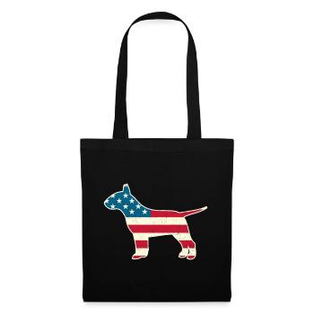 4th of July Bull Terrier Dog American Flag USA - Stoffbeutel - Schwarz - Vorne