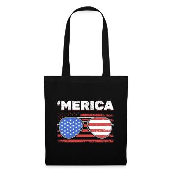 Amerikanische Flagge Sonnenbrille USA Merica - Stoffbeutel - Schwarz - Vorne