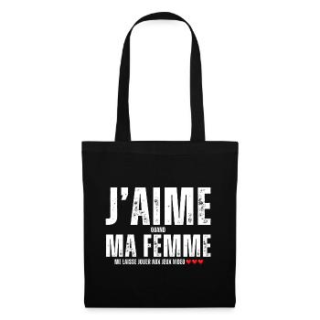 J' aime ma femme humour gaming cadeau pour gamer - Sac en tissu - noir - Devant