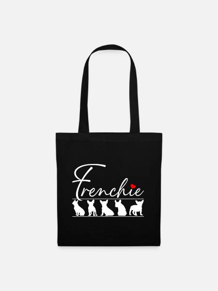 Frenchie Französische Bulldogge Silhouetten - Stoffbeutel - Schwarz
