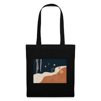 Abstract Go with the Flow 1 in Navy und Ocker - Stoffbeutel - Schwarz - Vorne