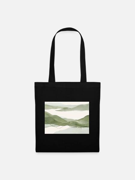 Sage Abstract Landscape - Tote Bag - black