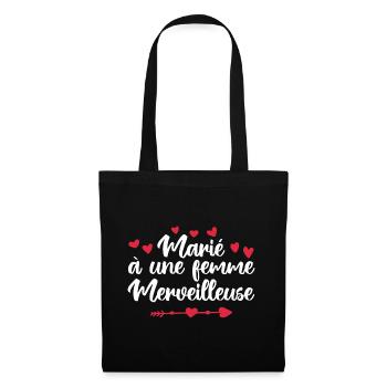 marié à une femme merveilleuse | mariage couple - Sac en tissu - noir - Devant