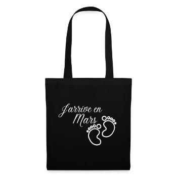 J' arrive en Mars annonce naissance futur bébé - Sac en tissu - noir - Devant