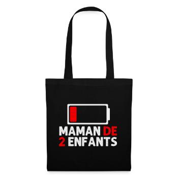 Maman de 2 enfants batterie faible humour cadeau - Sac en tissu - noir - Devant