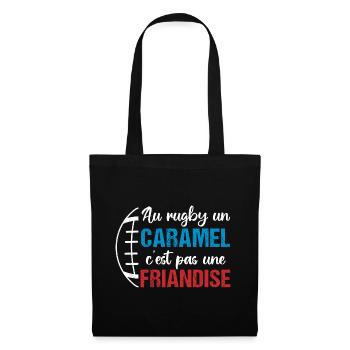 Au rugby un caramel c' est pas une friandise - Sac en tissu - noir - Devant