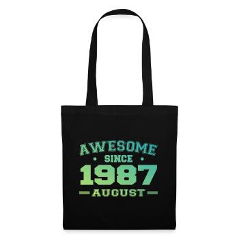 1987 Août Année Naissance Anniversaire Août 1987 - Sac en tissu - noir - Devant