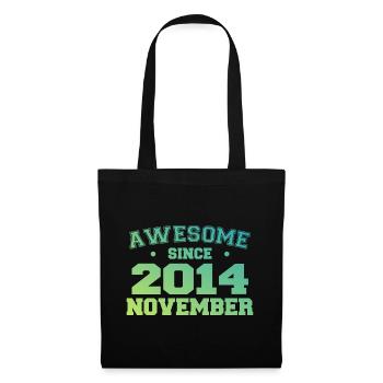 Né Novembre 2014 Cadeau Anniversaire Novembre 2014 - Sac en tissu - noir - Devant