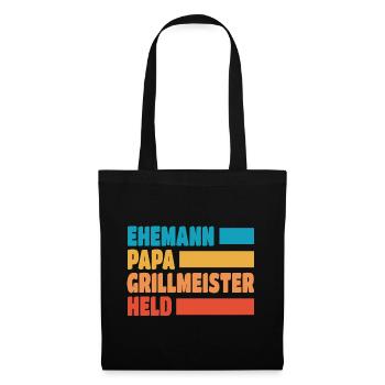 Ehemann Papa Grillmeister Held Vatertag - Stoffbeutel - Schwarz - Vorne