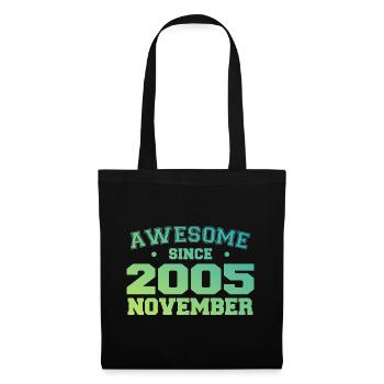Né Novembre 2005 Cadeau Anniversaire Novembre 2005 - Sac en tissu - noir - Devant