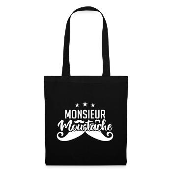 Monsieur Moustache - Sac en tissu - noir - Devant
