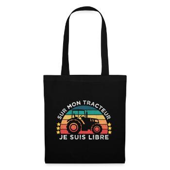 Sur mon tracteur je suis libre cadeau agriculteur - Sac en tissu - noir - Devant