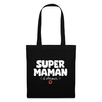 Maman drôle Fête des mères Super maman d'amour - Sac en tissu - noir - Devant