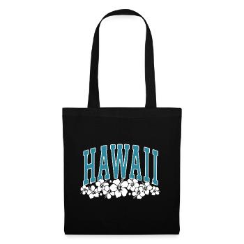 HAWAII - Hibiskus - Surfer - Sommer - Stoffbeutel - Schwarz - Vorne