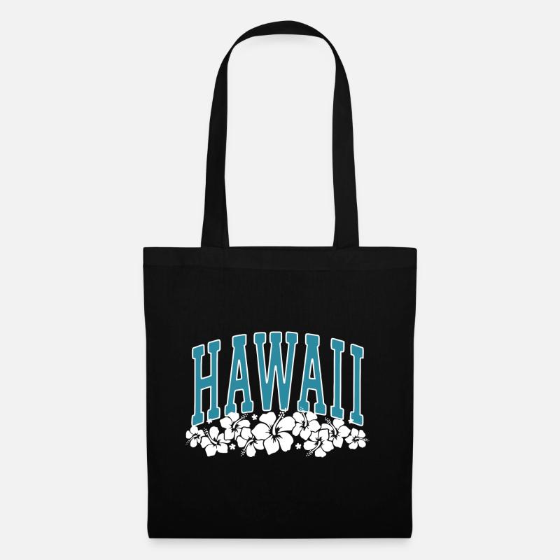 HAWAII - Hibiskus - Surfer - Sommer - Stoffbeutel - Schwarz