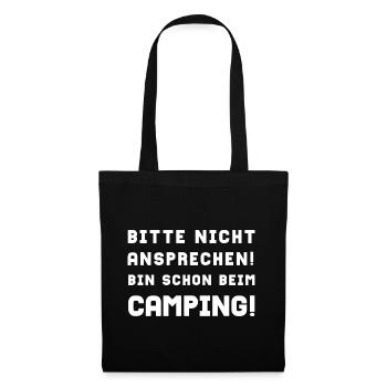 bitte nicht ansprechen camping - Stoffbeutel - Schwarz - Vorne