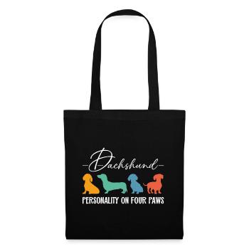 Personnalité de teckel sur quatre pattes - Sac en tissu - noir - Devant