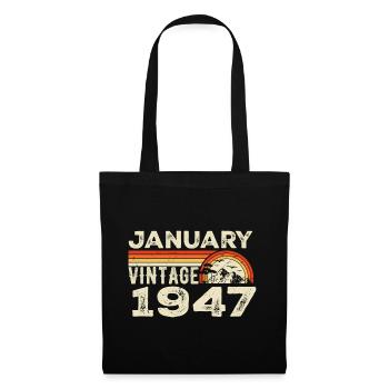 Januar 1947 Jahrgang Geburtstag 1947, geboren 1947 - Stoffbeutel - Schwarz - Vorne