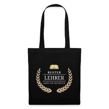 Bester Lehrer T-Shirt - Stoffbeutel - Schwarz - Vorne