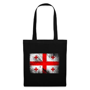 Drapeau de la Géorgie - Vintage Grunge - Sac en tissu - noir - Devant