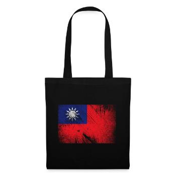 Drapeau de Taiwan - grunge vintage - Sac en tissu - noir - Devant