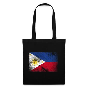Drapeau des Philippines - grunge vintage - Sac en tissu - noir - Devant