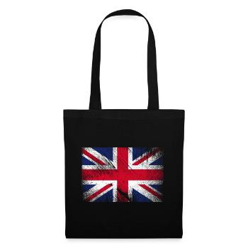 United Kingdom Flagge - Vintage Grunge - Stoffbeutel - Schwarz - Vorne
